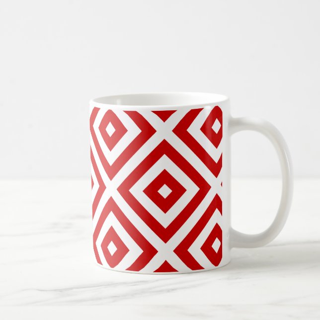 Rote und weiße Großmutterquadrate Tasse (Rechts)