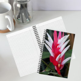 Rote und weiße Heliconia Floral Notizbuch