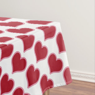 Rote und weiße Herz-Muster-Liebe des Valentines Tischdecke