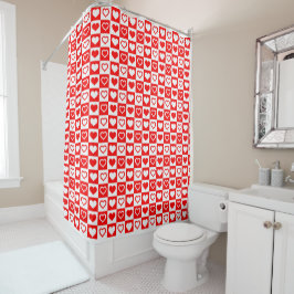 Rote und weiße Herzen Duschvorhang