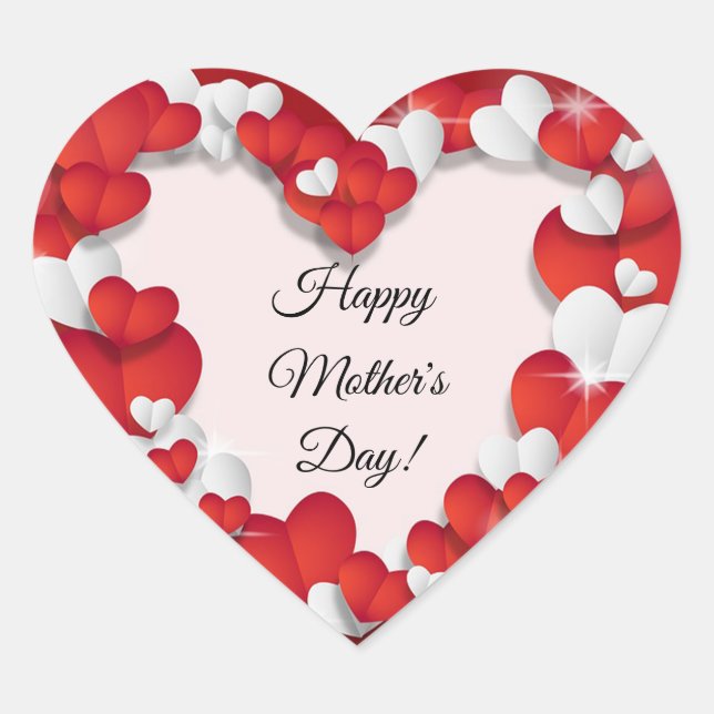 Rote und weiße Herzen Herz-Aufkleber (Vorderseite)