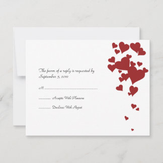 Rote und weiße Herzen Hochzeitsszenarien RSVP Karte