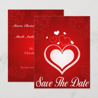 Rote und Weiße Herzen Save The Date Ankündigung