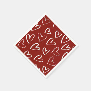 Rote und weiße Herzen Serviette