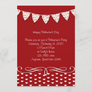 Rote und weiße Herzvalentine-Party Einladung