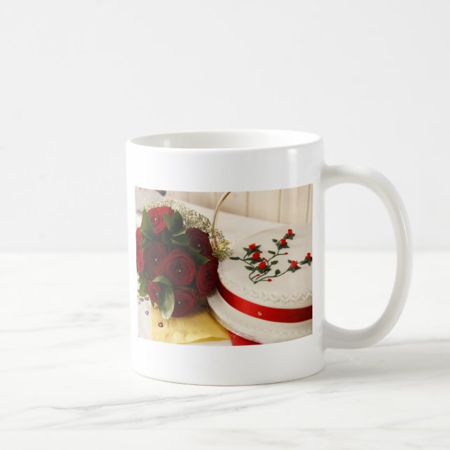 Rote und weiße Hochzeitstorte Kaffeetasse (Rechts)