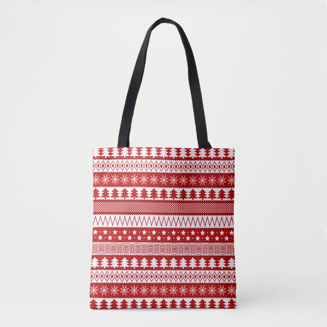 Rote und weiße Holiday Tote Tag (Vorderseite)