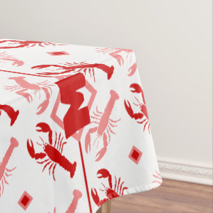Rote und weiße Hummer und Monogramm Leben am Mee Tischdecke