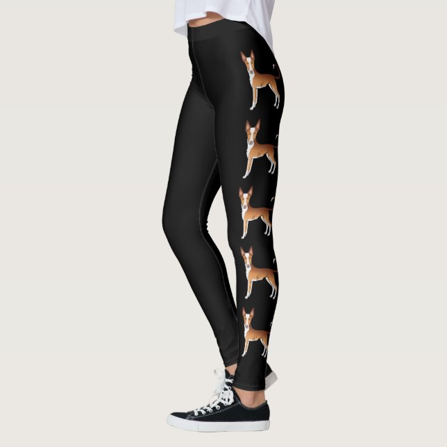 Rote und weiße Ibizan-Hunde glatter Coat Cartoon H Leggings (Links)