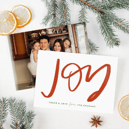 Rote und weiße Joy Foto Flat Holiday Card Feiertagskarte