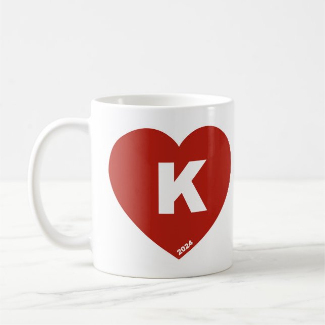 Rote und weiße K-Herz-Tasse Kaffeetasse (Links)