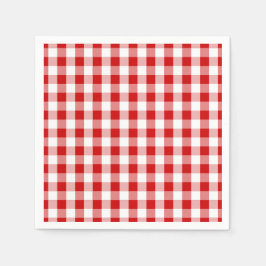 Rote und weiße Karo Gingham Kariert- Land Rustikal Serviette