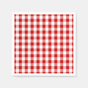 Rote und weiße Karo Gingham Kariert- Land Rustikal Serviette