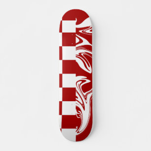 Rote und weiße Karos und Wirbel Skateboard