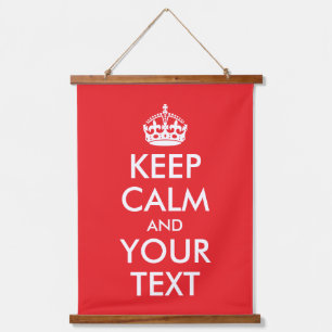 Rote und Weiße Keep Calm Parodie Wandteppich Mit Holzrahmen