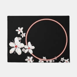 Rote und weiße Kirschblüte Sakura Fußmatte