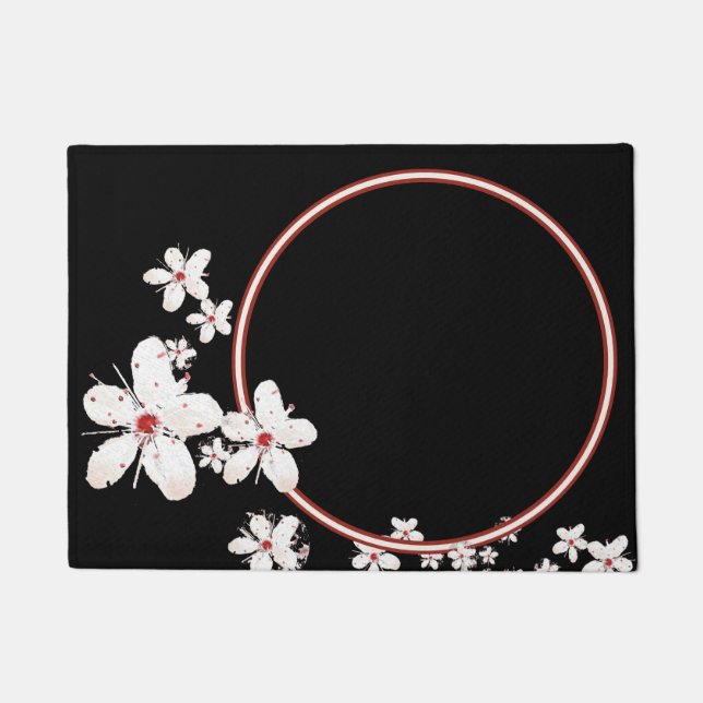 Rote und weiße Kirschblüte Sakura Fußmatte (Vorderseite)