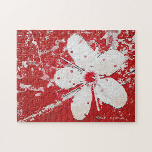 Rote und weiße Kirschblüte Sakura Puzzle