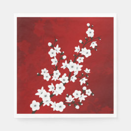 Rote und weiße Kirschblüten blühen Serviette
