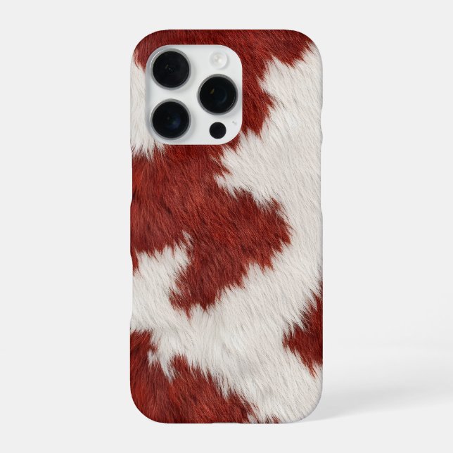 rote und weiße Kuhhautstruktur iPhone Hülle (Rückseite)