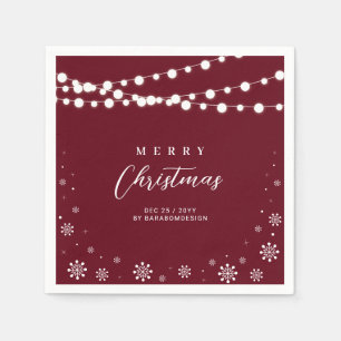 Rote und weiße Lichter Frohe Weihnachten Holiday-P Serviette