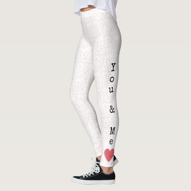 Rote und weiße Liebe Herz Moderner Happy Valentins Leggings (Links)
