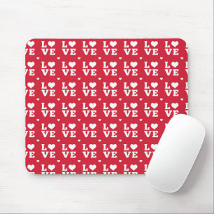 ROTE UND WEISSE LIEBE MIT HERZEN MOUSEPAD