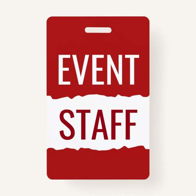 Rote und weiße moderne Ereignis-Personal-Abzeichen Ausweis (Vorderseite)