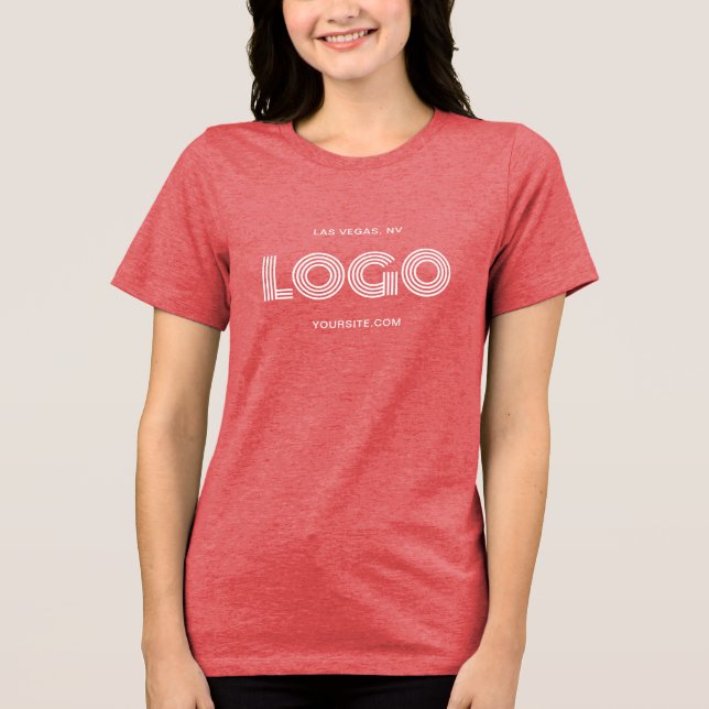 Rote und weiße, moderne rechteckige Logos Tri-Blend Shirt (Vorderseite)
