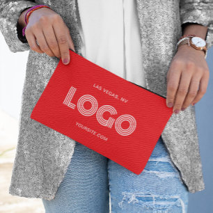 Rote und weiße, moderne rechteckige Logos Zubehörtasche