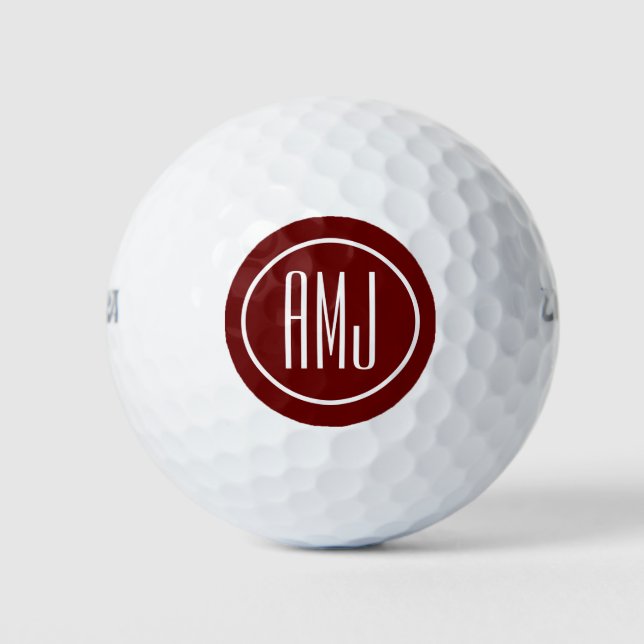 Rote und weiße Monogramm anpassen Golfball (Vorderseite)