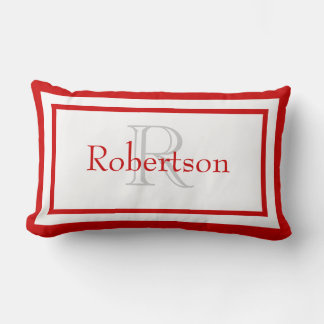 Rote und weiße Monogramm Name Keepake Pilze Lendenkissen