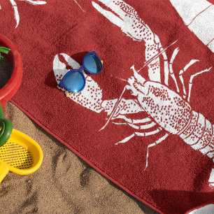 Rote und weiße Nautische LobsterCollage Strandtuch