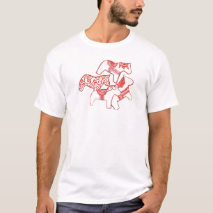 Rote und weiße Pferde T - Shirt