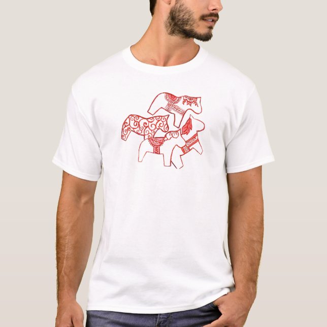 Rote und weiße Pferde T - Shirt (Vorderseite)