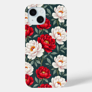 Rote und weiße Pfingstrosenblüten Case-Mate iPhone Hülle