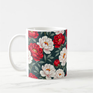 Rote und weiße Pfingstrosenblüten Kaffeetasse
