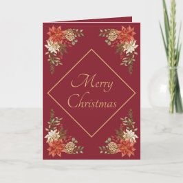 Rote und weiße Poinsettia Frohe Weihnachtskarte Dankeskarte