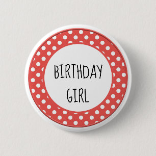 Rote und weiße Polka Dot Child's Birthday Button
