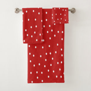 Rote und weiße Polka-Punkte Badhandtuch Set