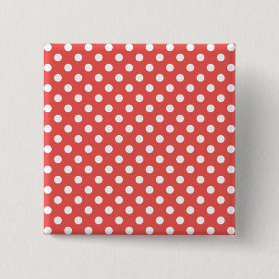 Rote und weiße Polka-Punkte Button