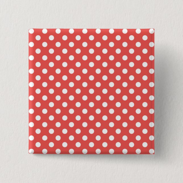 Rote und weiße Polka-Punkte Button (Vorderseite)