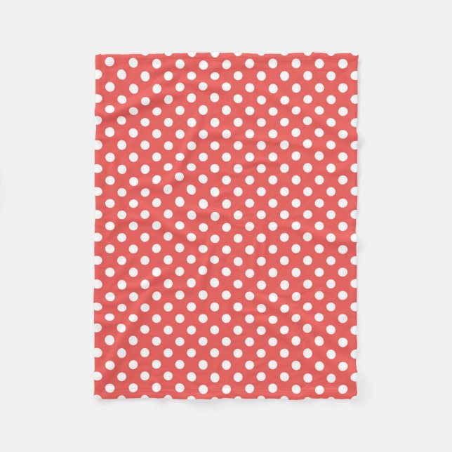 Rote und weiße Polka-Punkte Fleecedecke (Vorderseite)