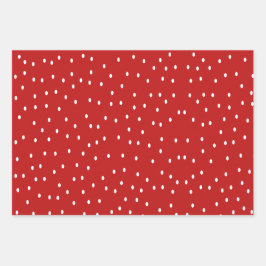 Rote und weiße Polka-Punkte Geschenkpapier Set