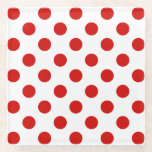 Rote und weiße Polka-Punkte Glasuntersetzer<br><div class="desc">Rote und weiße Polka-Punkte</div>
