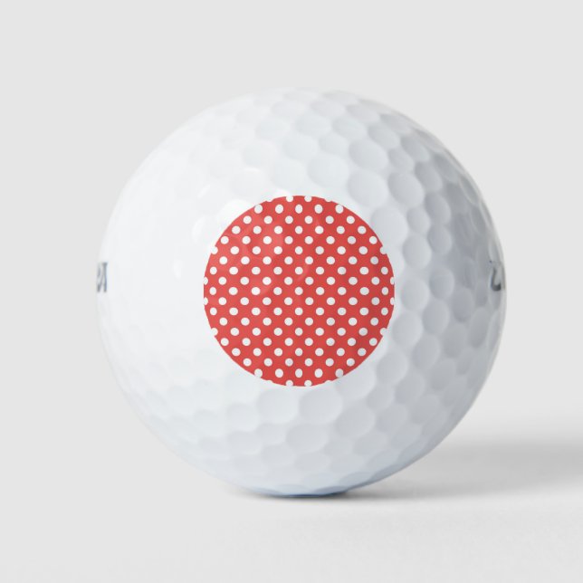 Rote und weiße Polka-Punkte Golfball (Vorderseite)