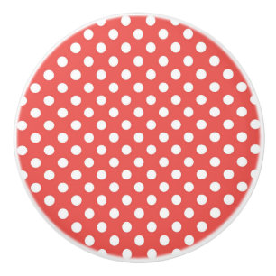 Rote und weiße Polka-Punkte Keramikknauf