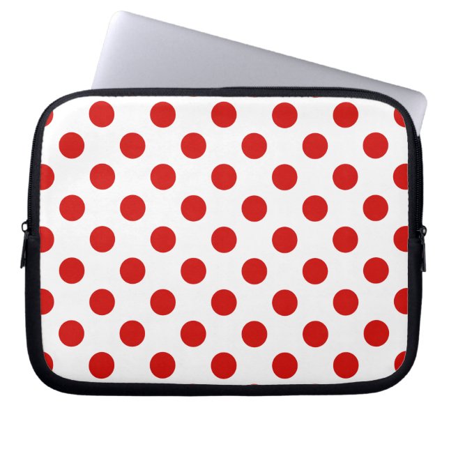 Rote und weiße Polka-Punkte Laptopschutzhülle (Vorderseite)