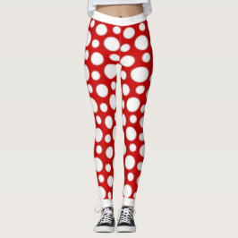 Rote und weiße Polka-Punkte Leggings