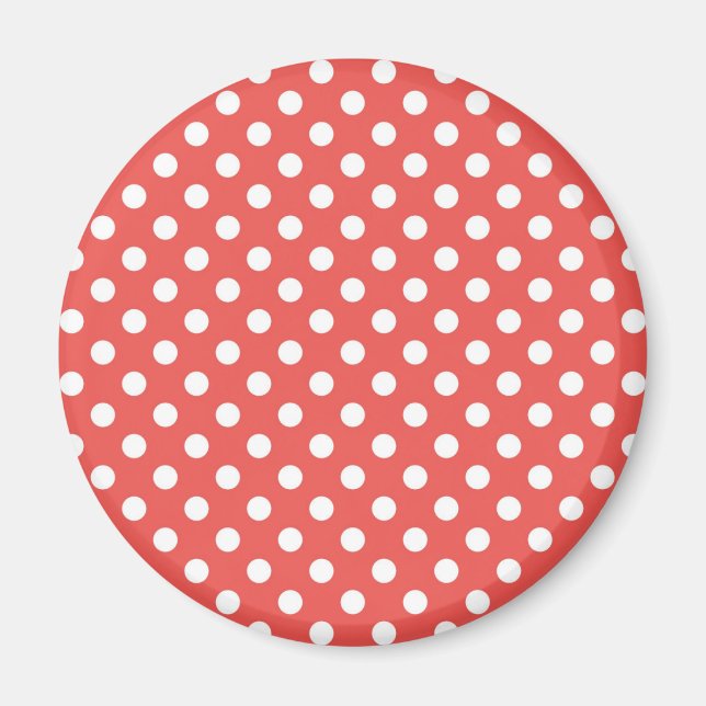 Rote und weiße Polka-Punkte Magnet (Vorne)